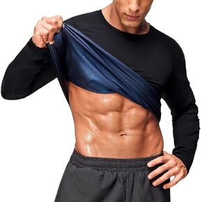 Junlan Sauna Shirt for Men - Long Sleeves Sauna Suit Waist Trainer Vest for Gym Workout in Kuwait