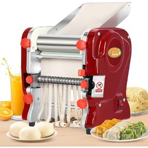 Newhai Commercial Electric Pasta Maker, Automatic Noodle Machine, 2-in-1 Heavy Duty Dough Roller Pressing Machine, with 2mm/6mm Blade, 550W Stainless Steel (with a 2mm/6mm dual use blade) in Kuwait