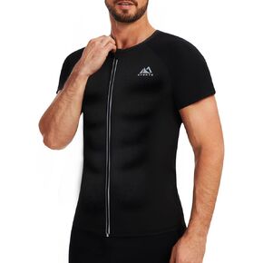لازوغ قميص ساونا للرجال بدلة ساونا كم قصير قميص العرق سحاب تي شيرت تجريب محدد شكل الجسم الرياضة لممارسة رياضة الصالة الرياضية in Kuwait
