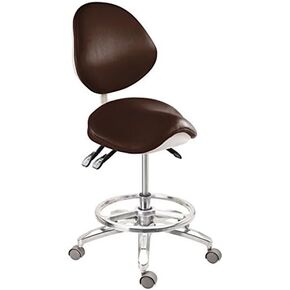 Deluxe Dental Mobile Chair Saddle Doctors Stool Micro Fiber Leather with Circle in Kuwait