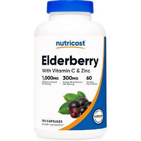 مستخلص جذور نبات البلسان والزنجبيل من نوتريكوست (1300 مجم) مع فيتامين ج (500 مجم)، زنك (25 مجم) وفيتامين د (125 مجم) 180 كبسولة - مكمل نباتي صديق للبيئة، خالي من الكائنات المعدلة وراثيًا، خالي من الغلوتين، 60 حصة in Kuwait