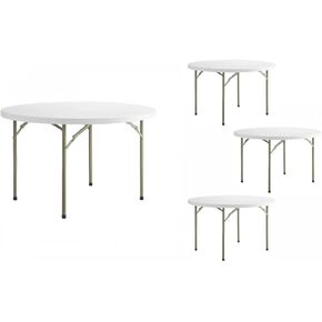 PRO&Family Pack 4! 48 Inches / 120 cm White Folding Table 4 Ft Round Folding Table Folding Table White Granite Kitchen Table Foldable Table Folding Desk Granite Outdoor Table Plastic Card Table in Kuwait