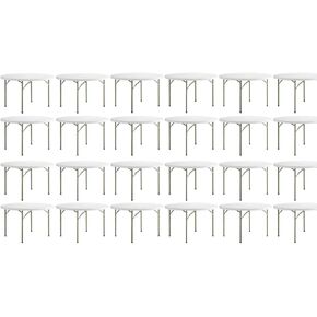 حزمة PRO&Family 25! 48 بوصة / 120 سم طاولة بيضاء قابلة للطي 4 قدم طاولة مستديرة قابلة للطي طاولة قابلة للطي طاولة المطبخ الجرانيت الأبيض طاولة قابلة للطي مكتب قابل للطي طاولة خارجية من الجرانيت طاولة بطاقات بلاستيكية in Kuwait