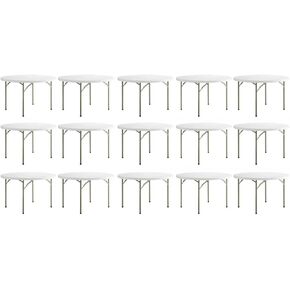 Pack 15! 48" White Foldable Table Round Folding Table Folding Tables 4ft Lightweight Portable Bar Table for Party Folding Banquet Granite Outdoor Table Plastic Folding Tables 4 Foot in Kuwait