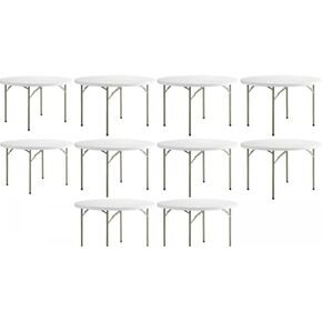 Pack 10! 4' Folding Table Round Folding Table 48 Inch Kitchen Table Foldable Table Folding Desk Folding Card Tables For Adults Round Card Table 4 Foot Folding Tables Portable Bar Table For Party in Kuwait