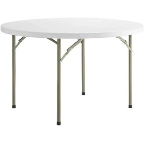 48" White Foldable Table Round Folding Table Folding Tables 4ft Lightweight Portable Bar Table for Party Folding Banquet Granite Outdoor Table Plastic Folding Tables 4 Foot in Kuwait