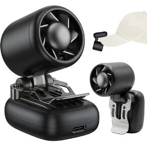 Clip-On Hat Fan with 3 Gear, Super-Mini Portable Handheld Fan, Only 0.13lb, Foldable Personal Fans Rechargeable, Face Cooling Fan for Baseball Cap, Visor Hat, Travel, Sports, Outdoor - Black in Kuwait