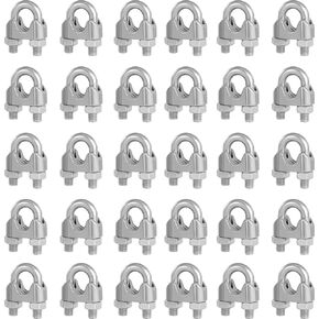 Cable Clamps - 30 Pcs M4 Stainless Steel Wire Rope Clips, 5/32 Inches Wire Clamps U Bolt Saddle Fastener in Saudi Arabia