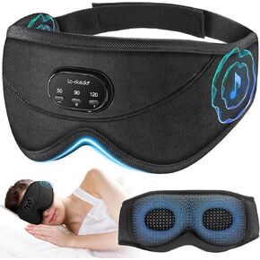 قناع النوم بالضوضاء البيضاء من LC-dolida، سماعات نوم ثلاثية الأبعاد مع 16 صوتًا مهدئًا، قناع عين للنوم بلوتوث 5.4 مع مؤقت، سماعات رأس معتمة بالكامل للنوم الجانبي (أسود) (أسود) in Kuwait