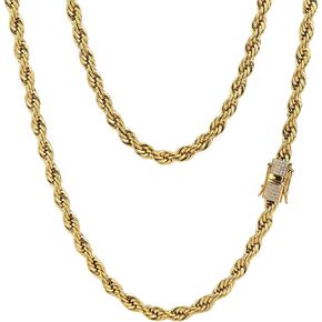 قلادة سلسلة حبل مطلية بالذهب 6 مم مع حقيبة سفر للتخزين الحصرية، قطع ألماس مطلية بالذهب الحقيقي عيار 18 قيراط وقلادة سلسلة ألماس تشيكوسلوفاكيا للرجال والنساء 18/20/22/24 بوصة in Kuwait