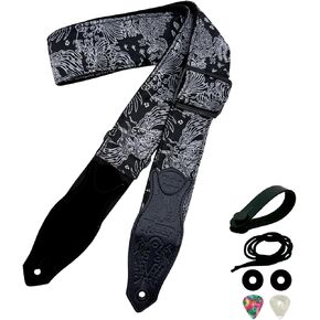 rockyou Double-Layer Padded Guitar Strap with 4 Pick Holders, beauty Leather Ends & Metal Buckles in Saudi Arabia