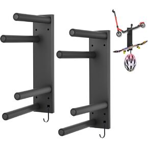 تخزين السكوتر، حامل سكوتر منظم معدني لأربعة رفوف عمودية لتوفير المساحة للسكوتر، حامل على الحائط على لوح التزلج للمرآب وغرفة المعيشة والمتجر (طبقتان - عبوتان) in Kuwait