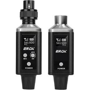 EROK Wireless XLR Transmitter & Receiver, 16-Channel 200FT Range Mic System Supports 48V Phantom Power, Adapter for Dynamic Mics/PA/Mixer (MW-6,Black) in Kuwait