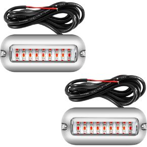 Marine LED Boat Lights, Surface Mount 4 Inch Underwater Cabin Deck Courtesy Light, Waterproof Stainless Steel Transom Stern Anchor Light for Pontoon Fishing Kayak Yacht Sailboat, 12V DC, 2 Pcs, White in Kuwait
