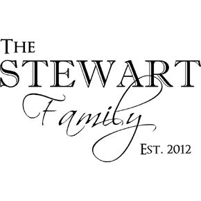 The Stewart (اسم الإدخال المخصص) Family EST 2012 (سنة الإدخال) ملصقات حائط من الفينيل للمنزل أقوال وكلمات ديكور فني حروف من الفينيل فن جداري ملهم in Kuwait