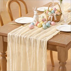12pcs Sky Blue Cheesecloth Table Runner 10FT Boho Rustic Gauze Cheese Cloth Long Table Runner 35x120 Inch for Summer Wedding Party Bridal Baby Shower Birthday Home Dorm Decor in Saudi Arabia