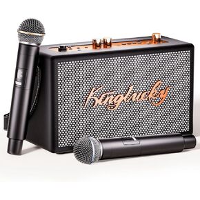 Karaoke Machine for Adults Kids Portable Retro Bluetooth Speaker with 2 Wireless Microphones for Family Fun/Birthday Party/Outdoor/Teaching Supports BT/AUX/USB/TF/TWS Gift for Loved Ones in Saudi Arabia