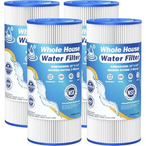 5 Micron 10" x 4.5" Whole House Water Filter Compatible with GE FXHSC, GXWH40L, Plumber W50PEHD, Culligan R50-BBSA, Pentek R50-BB, W10-PR, DuPont WFHDC3001, W50PEHD, High Flow Sediment Filters, 4 Pack in Kuwait