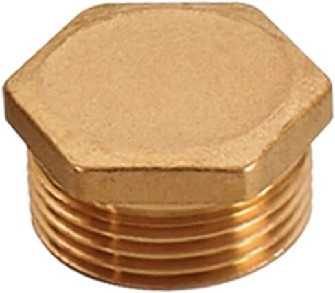 Brass blanking cap,Hex brass cap, 2PCS Copper Male Thread Brass Pipe Hex Head End Cap Plug Fitting Coupler Adapter(Male Plug,3/4Inch) in Saudi Arabia