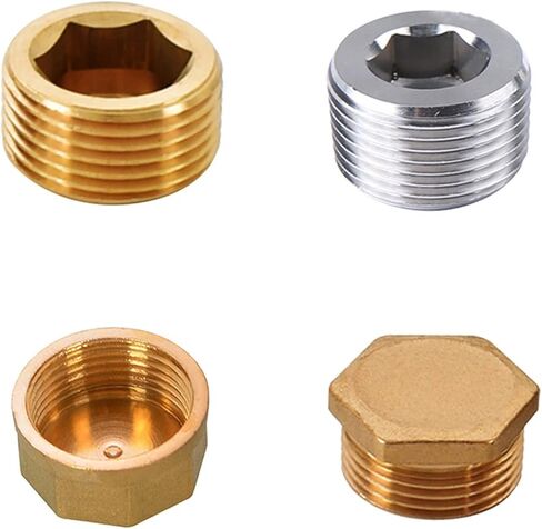 Brass blanking cap,Hex brass cap, 2PCS Copper Male Thread Brass Pipe Hex Head End Cap Plug Fitting Coupler Adapter(Male Plug,3/4Inch) in Saudi Arabia