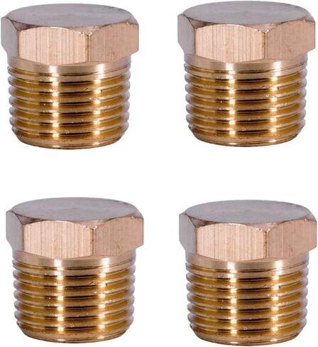 غطاء طمس نحاسي، غطاء نحاسي سداسي، 4 قطع NPT سدادة طرفية رأس سداسي أنابيب نحاسية تركيب مياه غاز وقود زيت حديقة المنزل (3/8 بوصة) in Saudi Arabia