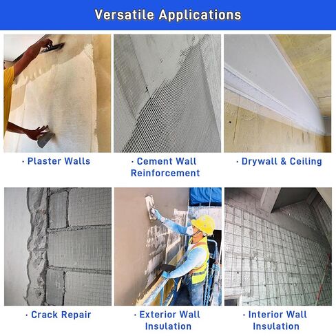 Fiberglass Mesh Roll 3.2x164 FT Plastering Mesh for Wall Crack Repair, Alkaline Resistant & Non-Adhesive 160g/m² Fibreglass Reinforcing Mesh Net for Plastering Interior Exterior Building Insulation in Kuwait