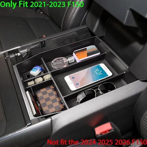 Tacobro Center Console Organizer متوافق مع Ford F150 2021-2024 2025 الملحقات ، STX/Hupl/Lariat/King Ranch/Platinum F-150 Lightning Armres ، (40/وحدة تحكم/40 مقعد أمامي فقط) in Saudi Arabia