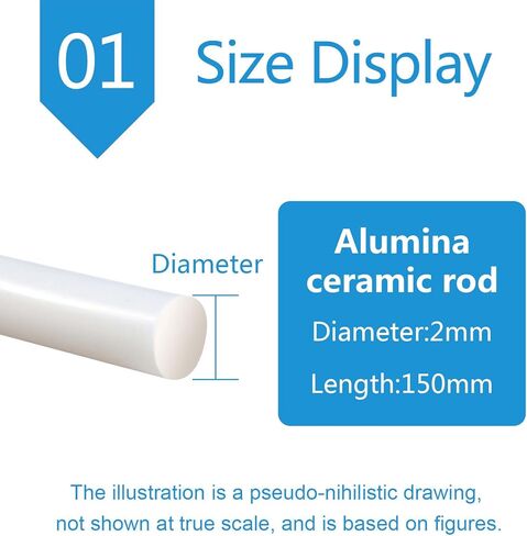 99% Alumina Ceramic Rod 1650°C Beige 15cm X 2mm in Kuwait