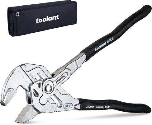 toolant 7-Inch Chrome Plated Pliers Wrench, CR-V Adjustable Wrench with Anti-Rust Coating, Smooth Parallel Jaws, Rubber Anti-Slip Grip and Storage Pouch for Home Repair, Plumbing, Nuts, Water Pipes in Kuwait