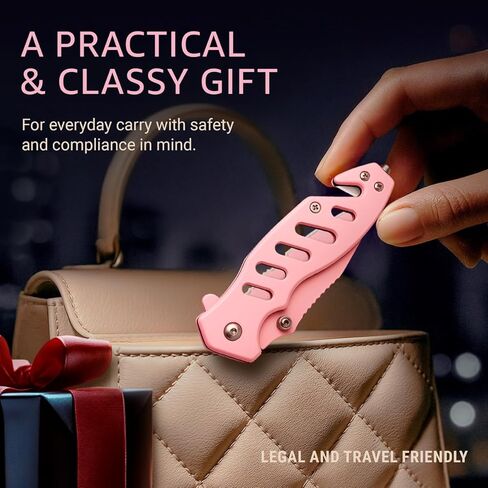 Pink Pocket Knife for Women - Legal Small Knife - 2.68 Inch Serrated Blade - Womens Knife for Self Defense - Cute Girl Survival Tool Pocket & Folding Knives - Mothers Day Gift Idea - 6655 P in Saudi Arabia