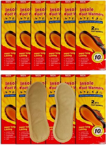 Men's Foot Insole Warmers, Lasts 10hrs, Heats Fast, 2-3 Min Activation, Heated Feet Warmers, Camping, Hiking, Skating, Skiing, Hunting, Fishing; Blizzards, Cold Winter Nights in Kuwait