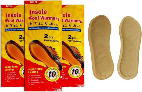 Men's Foot Insole Warmers, Lasts 10hrs, Heats Fast, 2-3 Min Activation, Heated Feet Warmers, Camping, Hiking, Skating, Skiing, Hunting, Fishing; Blizzards, Cold Winter Nights in Kuwait