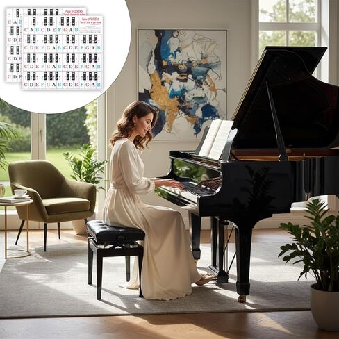 Piano Stickers for Beginners, Piano Key Stickers, Removable Pianos Note Sticker for 88/61/54/49/37 Key, Transparent Large Colorful Letters for Beginners Learning in Kuwait