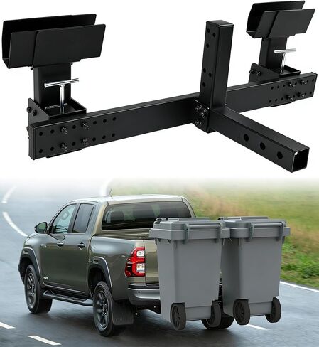 ELITEWILL Dual Trash Can Hauler Allowing Backing-up High-Loading Garbage Can Towing Hitch Carrier Fit for Vehicle/Cars/Trucks/Golf Carts/ATV/UTV with 2" Hitch Receiver in Kuwait