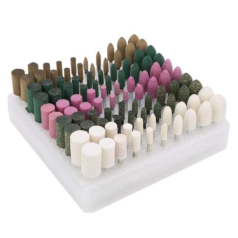 100Pcs Red Corundum Grinding Heads for Metal Wheel Electric Sanding, Includes Variety of Wheels for Multi Purpose Sanding, Polishing and Grinding, Suitable for All Kinds in Kuwait