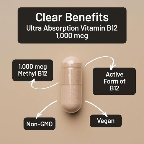 NatureWise Vitamin B12 Methylcobalamin - Active Form for Ultra Absorption - 1000mcg Methylated B12 for Energy, Nerve & Heart Support - Non-GMO, Vegan, USA Manufactured - 60 Capsules[60-Day Supply] in Saudi Arabia