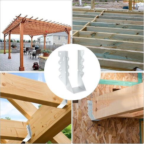 Deckit 30 Pack 2x6 Joist Hanger 18 Gauge - Heavy Duty Galvanized Face Mount Joist Hangers Wood Connectors with Screws, Hurricane Rafter Ties & Deck Brackets for Pergola, Floors, Ceilings (Silver) in Kuwait