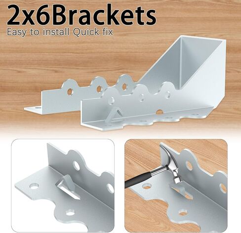 Deckit 30 Pack 2x6 Joist Hanger 18 Gauge - Heavy Duty Galvanized Face Mount Joist Hangers Wood Connectors with Screws, Hurricane Rafter Ties & Deck Brackets for Pergola, Floors, Ceilings (Silver) in Kuwait