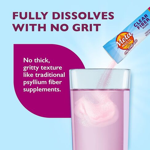 مكمل ألياف ميتاموسيل، عبوات مسحوق ألياف الخلط الواضحة، نكهة التوت المختلطة، أثناء التنقل، مزيج مكملات ألياف البريبايوتك النباتية لصحة الجهاز الهضمي اليومية، 21 عبوة عصا in Kuwait