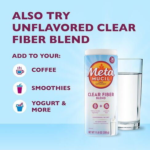 مكمل ألياف ميتاموسيل، عبوات مسحوق ألياف الخلط الواضحة، نكهة التوت المختلطة، أثناء التنقل، مزيج مكملات ألياف البريبايوتك النباتية لصحة الجهاز الهضمي اليومية، 21 عبوة عصا in Kuwait