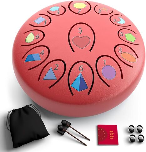 Rain Drum for Outside Garden, Steel Tongue Drum 6.8 Inch 13 Notes, Meditation Music Instrument, Meditation Outdoor, Unique and Unusual Gift Ideas, UV Printed Notes with Geometric Patterns (Malachite) in Saudi Arabia