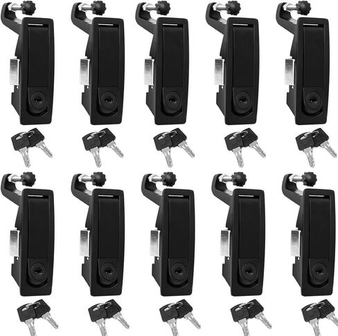 10 Pack Black Compression Latch, Industrial Distribution Box Hand Operated Latches, Replacement Push Button Actuation Trigger Flush Lever Lock Electric Equipment Door Cabinet Locks in Saudi Arabia
