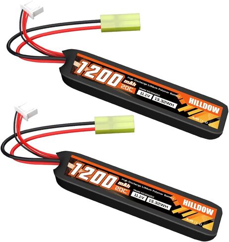 Hilldow 1200mAh Airsoft بطارية 20C 11.1V 3S بطارية ليبو قابلة للشحن Airsoft مع قابس TMY صغير لبطارية مسدس Airsoft in Kuwait