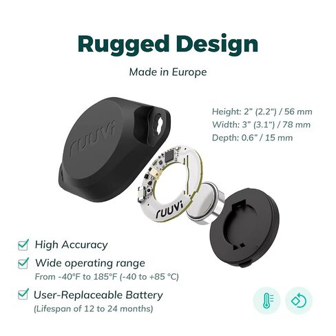 RuuviTag Pro 2in1 درجة حرارة بلوتوث لاسلكية (درجة مئوية/درجة فهرنهايت)، ومستشعر الحركة. التنبيهات والتاريخ. تطبيقات أندرويد/iOS مجانية. يتكامل مع Victron، Homey، وHome Assistant. صنع في أوروبا. in Kuwait