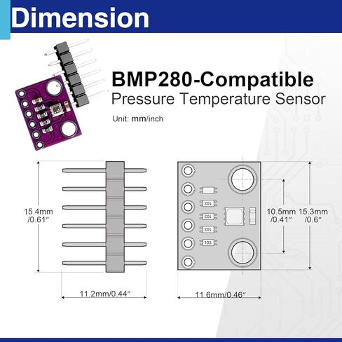 6 Pack BMP280 Atmospheric Pressure Sensor Modules, 3.3V I2C/SPI Barometric Sensors Compatible with Arduino in Kuwait