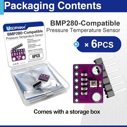 6 Pack BMP280 Atmospheric Pressure Sensor Modules, 3.3V I2C/SPI Barometric Sensors Compatible with Arduino in Kuwait