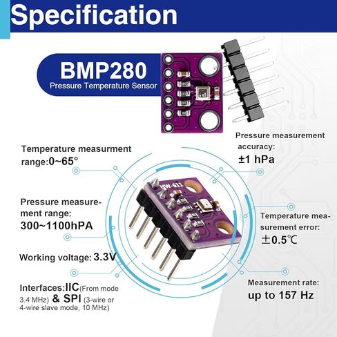 6 Pack BMP280 Atmospheric Pressure Sensor Modules, 3.3V I2C/SPI Barometric Sensors Compatible with Arduino in Kuwait