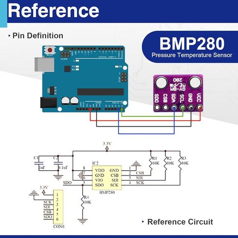 6 Pack BMP280 Atmospheric Pressure Sensor Modules, 3.3V I2C/SPI Barometric Sensors Compatible with Arduino in Kuwait