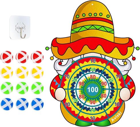 Cinco de Mayo Dart Board Set, Mexican Gnome Party Board with 12 Stick Balls, Hook, Kids Mexico Party Indoor Outdoor Games, Mexican Birthday Party Suppiles for Boys/Girls/Adults Fun in Saudi Arabia