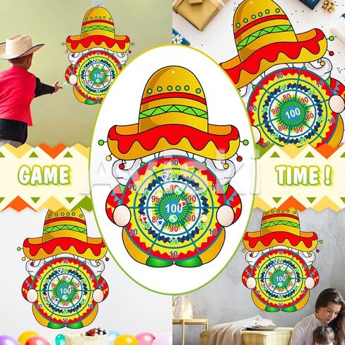 Cinco de Mayo Dart Board Set, Mexican Gnome Party Board with 12 Stick Balls, Hook, Kids Mexico Party Indoor Outdoor Games, Mexican Birthday Party Suppiles for Boys/Girls/Adults Fun in Saudi Arabia